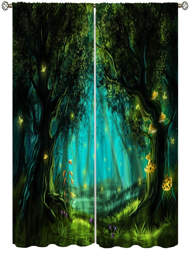 YCness Fantasy Nature Curtains for Windows, Gothic Gate Fantasy Forest Theme Curtains for Living Room, Magic Dreamland Fairy Landscape Pattern Blackout Drapes 2 Panel Sets, 42x45 Inch, Style-3 - Image 1